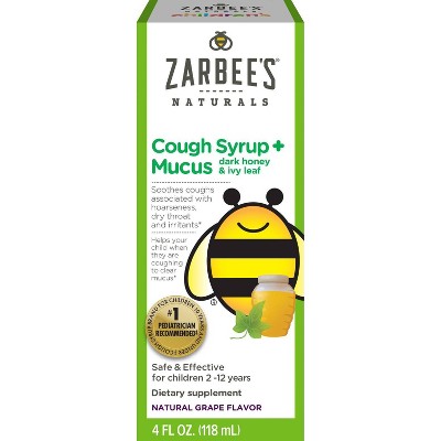 Zarbee's Naturals Children's Cough & Mucus Reducer Syrup - Natural Grape - 4 fl oz