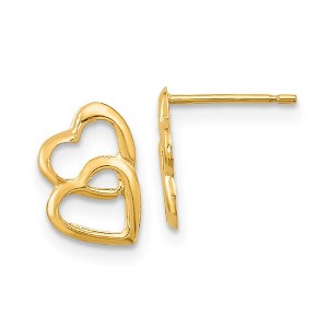 Black Bow Jewelry Kids Polished Open Hearts Post Earrings in 14k Yellow Gold - 1 of 4