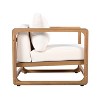 Outdoor Lounge Chair, Acacia Wood Club Chair, Oversized Seat with White Cushion Set - 4 of 4