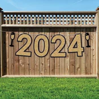 Big Dot of Happiness New Year's Eve - Gold - 2024 New Years Eve Party Decorations - 2024 - Outdoor Letter Banner