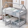 Okak Twin Over Twin House Bunk Bed with Safety Fence & Door & Stairs Floor Bunk Bed Solid Wood for Kids, Girls, Boys Easy Assemble - 4 of 4