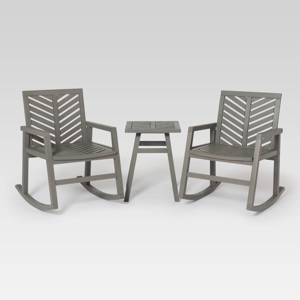 Photos - Garden Furniture 3pc Outdoor Rocking Chair Set - Gray Wash - Saracina Home