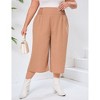 Clearlove Womens Plus Size Wide Leg Barrel Pants Casual Elastic Waist Ankle Length Pants - 3 of 4
