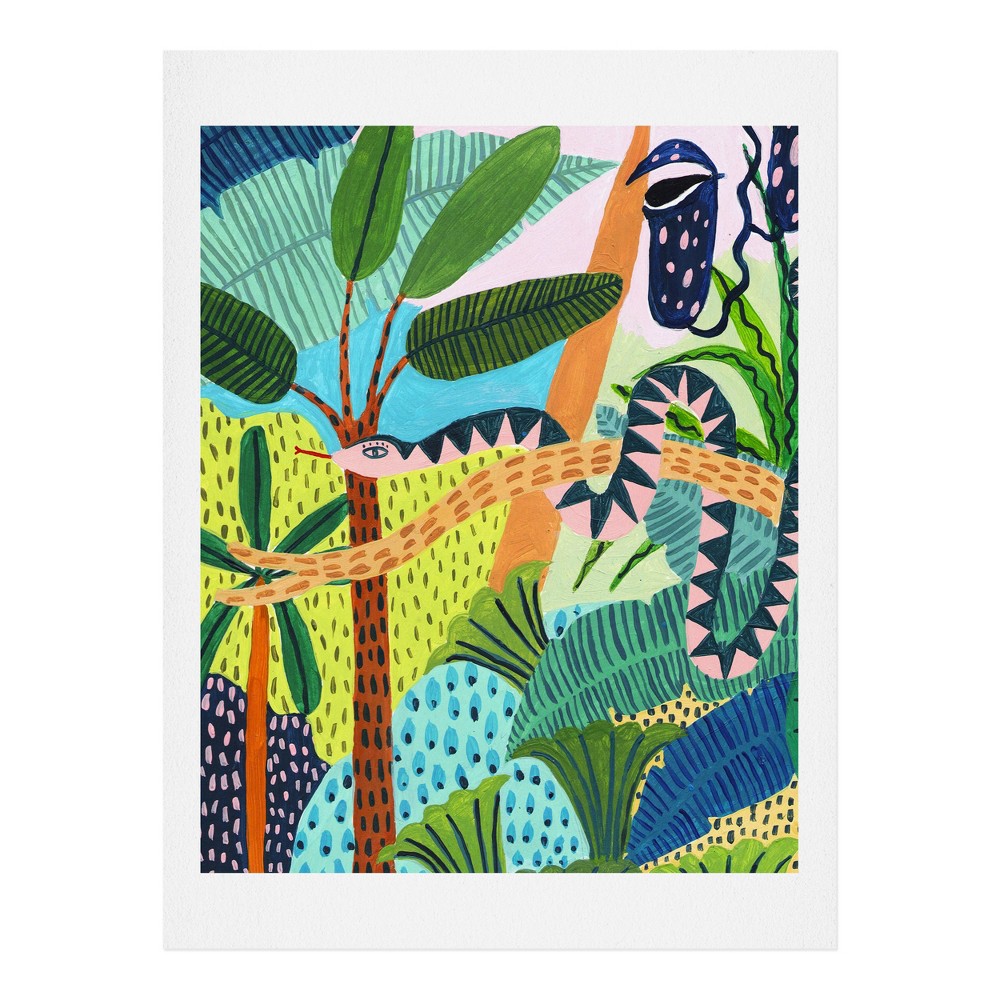 16" x 20" Ambers Textiles Jungle Snake Wall Art Print Green - society6