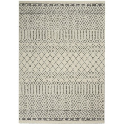 Scandinavian Geometric Soft-Feel Gray Synthetic 5'3" x 7'3" Area Rug
