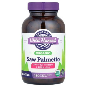 Oregon's Wild Harvest Saw Palmetto, 1,170 mg, 180 Organic Vegan Capsules (585 mg per Capsule) - 1 of 2