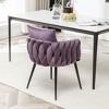 CENGHU Modern Velvet Dining Chairs Set of 2, Hand Weaving Accent Chairs, Upholstered Side Chair with Black Metal Legs - 4 of 4