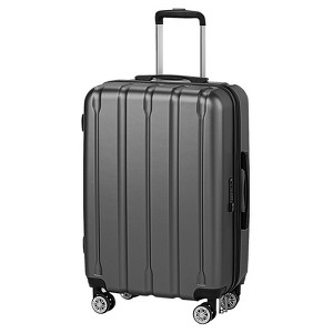 Karl Home 3 Piece Set of Vertical  striped Trolley Cases (20in, 24in, 28in) ABS PC Material Grey - 1 of 4