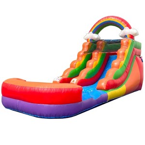 Pogo Bounce House Crossover Kids Inflatable Water Slide, Rainbow Cloud no blower, 12 ft - 1 of 4