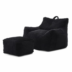 SEVOBAL Sofa Giant Plush Bean Bag Chair Armrests Footstool Comfy Beanbag Chaise Lounge Lazy Sofas Living Room Bedroom Dorm, Black, 22"*21.26"*12.8" - 1 of 4