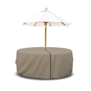 Covers & All Patio Round Table and Chair set cover with Umbrella Hole  Heavyduty 12 Oz Waterproof Outdoor Backyard furniture cover, 60 in Dia x 23  in : Target