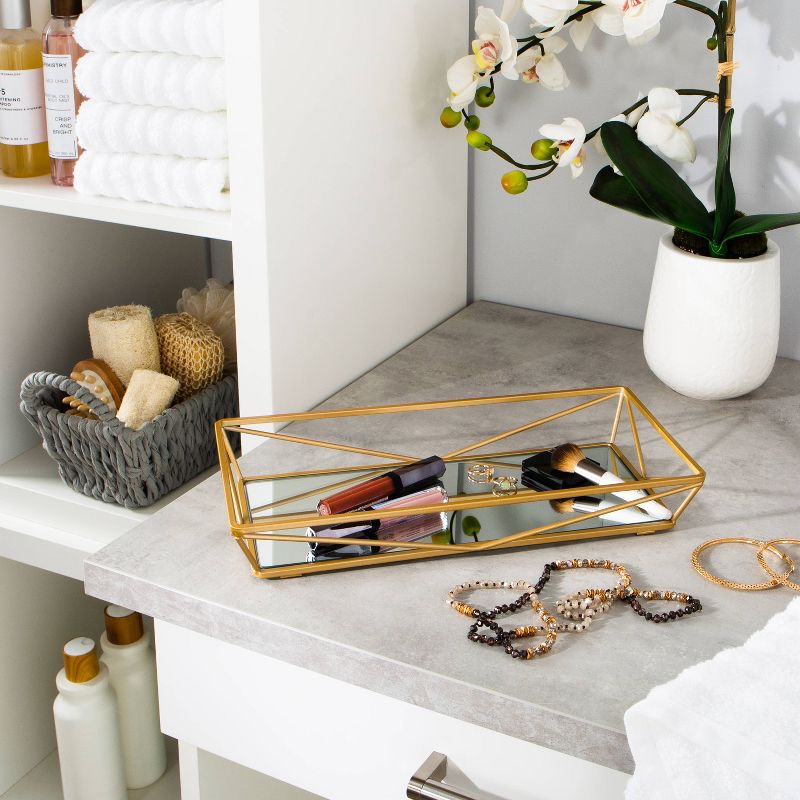 Geometric Mirrored Vanity Tray Gold - Home Details, 6 of 10