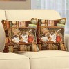 Collections Etc Charming Library Cat Tapestry Style Pillow Covers - Set of 2 - 2 of 2
