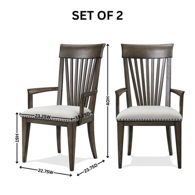 Grant Beige Upholstered Armchairs with Nailhead Trim, Set of 2