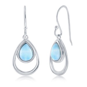 Caribbean Treasures Sterling Silver Pearshaped Larimar Earrings - Blue - 1 of 2