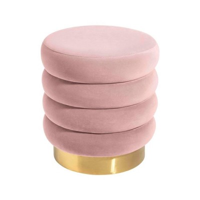 UNISOAR Velvet Ottoman with Gold Finish Stainless Steel Base