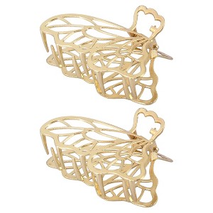 Unique Bargains Women's Metal Hair Clips Gold Tone 2 Pcs - 1 of 4