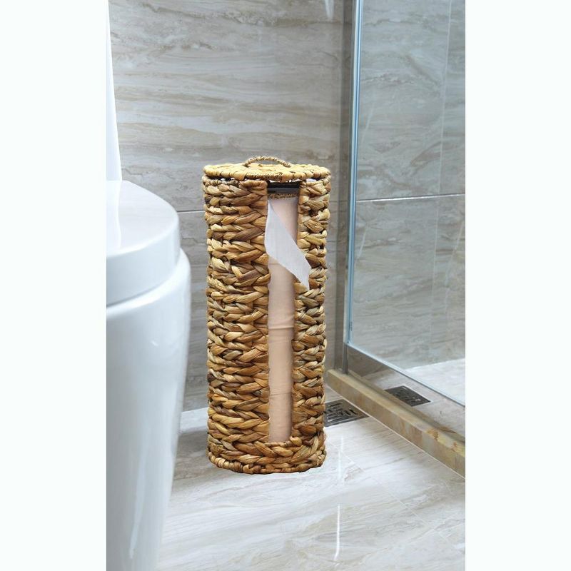 Wicker Water Hyacinth Tall Toilet Tissue Paper Holder for 4 wide rolls, 5 of 6