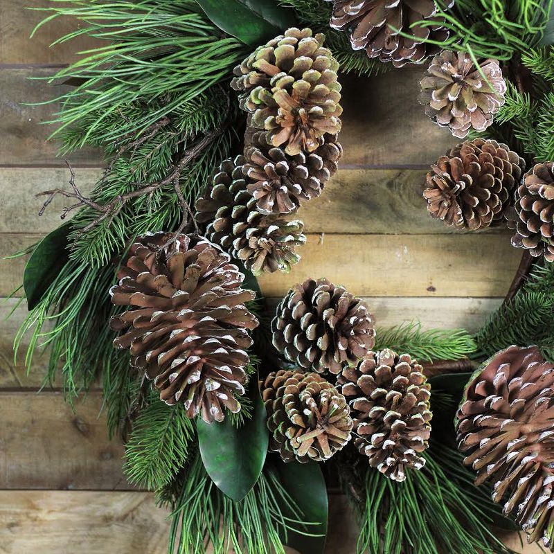 Northlight Real Touch™️ Mixed Foliage and Pine Artificial Christmas Wreath   - 28" - Unlit, 3 of 7