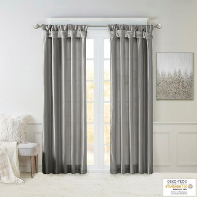 MAYEERTY 50x95" Twist Tab Lined Window Curtain Panel Charcoal