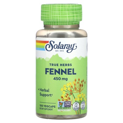 Solaray True Herbs, Fennel, 450 mg, 100 VegCaps