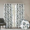 Floral Printed Room Darkening Sheen Window Panel, White Dobby Jacquard Fabric Foamback Finish Curtain for Luxurious Decor Style - 2 of 4
