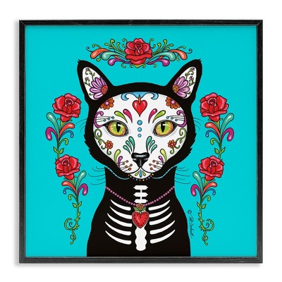 Stupell Industries Celebration of Life Cat Portrait Black Framed Giclee Art