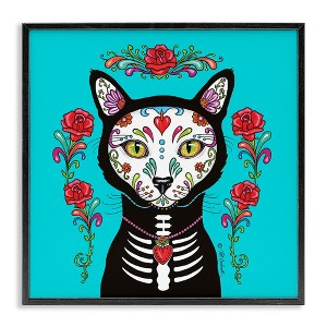 Stupell Industries Celebration of Life Cat Portrait Black Framed Giclee Art - 1 of 4