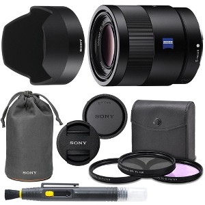 Sony Sonnar T* FE 55mm f/1.8 ZA Includes: UV Filter, Circular Polarizing Filter, Fluorescent Day Filter, Sony Lens Hood, Front & Rear Caps - 1 of 4