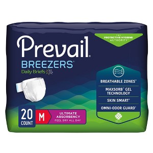 Prevail Breezers Adult Incontinence Brief M Heavy Absorbency Breathable, PVB-012/3, 20 Ct - 1 of 2