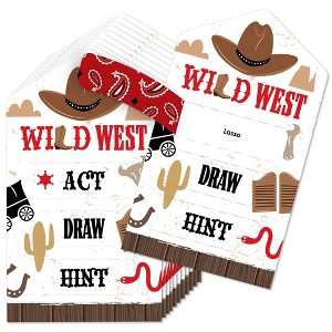 Big Dot of Happiness Western Hoedown - Wild West Cowboy Party Game Pickle Cards - Act, Draw, Hint Pull Tabs - Set of 12 - 1 of 4
