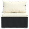 vidaXL Patio Sectional Sofa Outdoor Modular Sofa Chair with Cushions PE Rattan - Black and Cream - 4 of 4