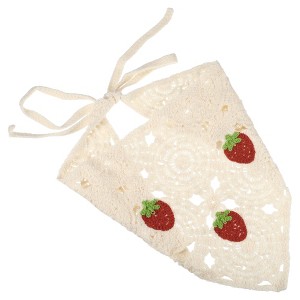 Unique Bargains Women's Fashion Strawberry Hollow Triangle Headwrap 21.26"x10.24" Beige 1 Pc - 1 of 4