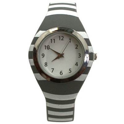 Olivia Pratt Stripped Silicone Band Women Watch