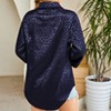 Clearlove Leopard Stain Button Down Shirts Roll Up Long Sleeve V Neck Casual Work Loose Shirts for Women - 3 of 3