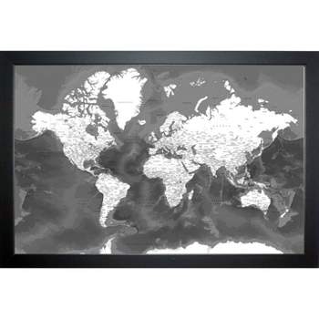 Home Magnetics Standard Modern World Map - Black/Distressed