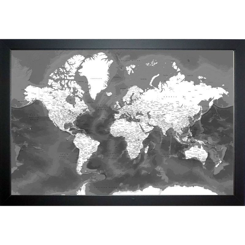 Home Magnetics Standard Modern World Map - Black/Distressed, 1 of 4