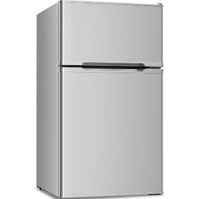 R.W.FLAME 3.2 Cu.Ft. Compact Mini Fridge with Freezer, 2-Door Design, Adjustable Shelves for Dorm, Apartment, Office, and Basement, GRAY