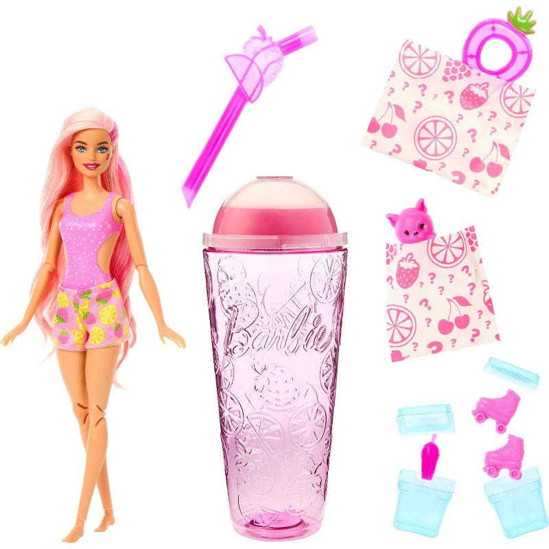 Barbie Pop Reveal Fruit Series Strawberry Lemonade Doll, 8 Surprises Include Pet, Slime, Scent &#38; Color Change, 3 of 6