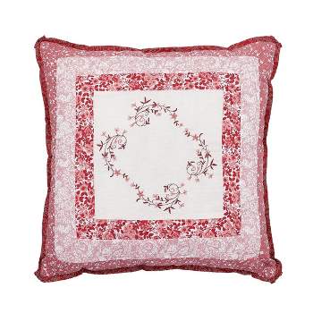 Caroline Square Embroidered Decorative Pillow Red - Modern Heirloom