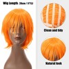 Unique Bargains Women's Wigs 11" Orange with Wig Cap Straight Hair - 3 of 4