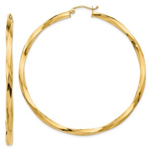 Black Bow Jewelry 3 x 60mm Polished 14k Yellow Gold X-Large Twisted Round Hoop Earrings - 1 of 4