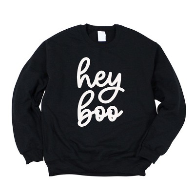 Simply Sage Market Women's Graphic Sweatshirt Hey Boo Cursive Puff Print
