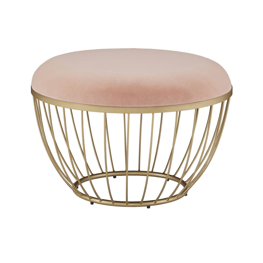 Photos - Pouffe / Bench Gillian Fabric Upholstered Coffee Ottoman Gold/Pink - Inspire Q