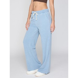 Light Wash Soft Denim Wide-Leg Athleisure Pants - 1 of 4