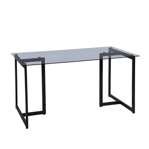 HomeRoots 55" Gray And Black Glass And Metal Sled Base Dining Table - 1 of 4