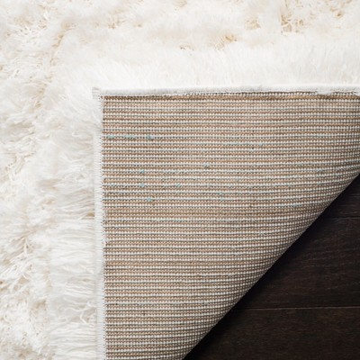 Polar Shag 4' Square White Synthetic Area Rug