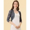 INSPIRE CHIC Women's Elegant 3/4 Sleeve Sheer Floral Lace Open Front Crop Shrug - 2 of 4