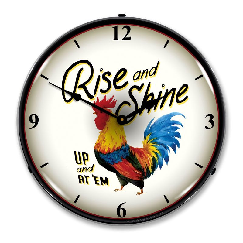 Collectable Sign & Clock | Rise and shine LED Wall Clock Retro/Vintage, Lighted, 1 of 4