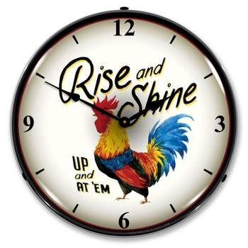 Collectable Sign & Clock | Rise and shine LED Wall Clock Retro/Vintage, Lighted